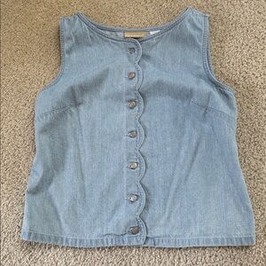 Lizwear Liz Claiborne Petite Scalloped Design Denim Rodeo Feminine Vintage